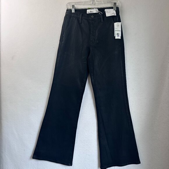 SAM EDELMAN Womens Bay Flare Trouser Jeans 27 x 32 US 4 Black Coated Denim NWT - Picture 1 of 5